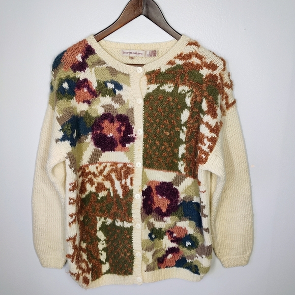 Vintage Lauren Hansen Cardigan Sweater Womens Medium Cottagecore Mohair Wool - Picture 1 of 14